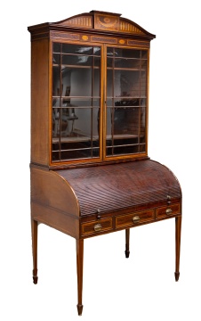 Fine George III Tambour Desk and Bookcase